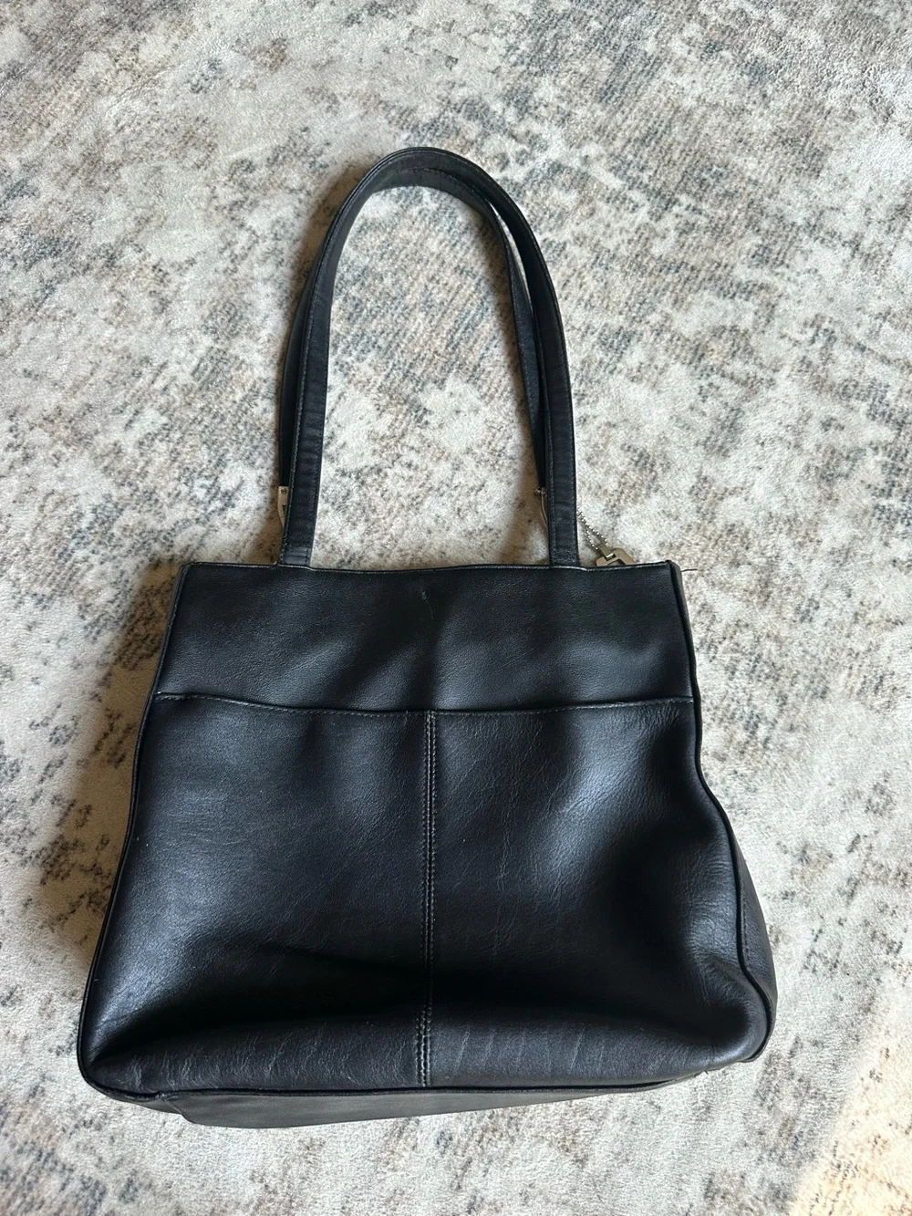 Laura Scott Vintage Black Genuine Leather Shoulder Bag Tote